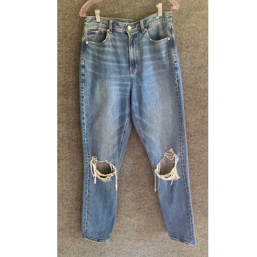 AE Highest Rise Mom Jean 8 X-Long Rigid Denim Ripped Knee Tall 8XL 43" Length